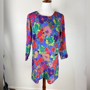 J.Crew Factory Jules Floral Dress Size 8 | Bold Vibrant Print - Patch Pockets